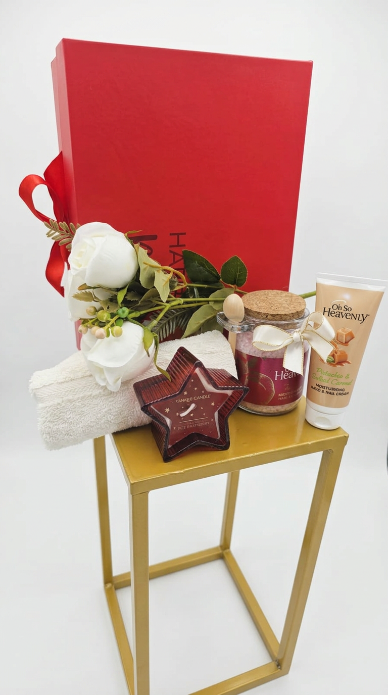 Red self-care arrangement